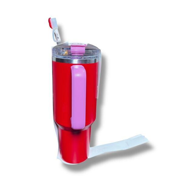 Manna Atlas Red 40 Oz Stainless Steel Tumbler W/Heart Straw Valentines Day - Picture 4 of 5